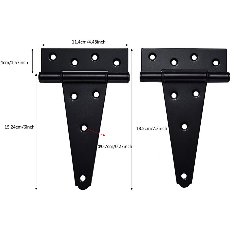 SANKINS Heavy Duty Gate Hardware Kit,with Self Locking Gate Latch,2 PCS 6inch T-Hinges,1 PC 6.5inch Gate Handle - Image 2